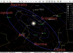 AstroGrav screenshot showing a view of the inner solar system