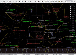 AstroGrav screenshot showing a view of the inner solar system